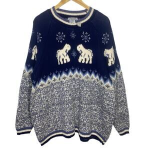 Vintage Holiday Fair Isle Nordic Sweater Polar Bear Christmas Mens Size XL?